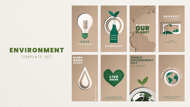 Save the planet templates vector for world environment day campaign set