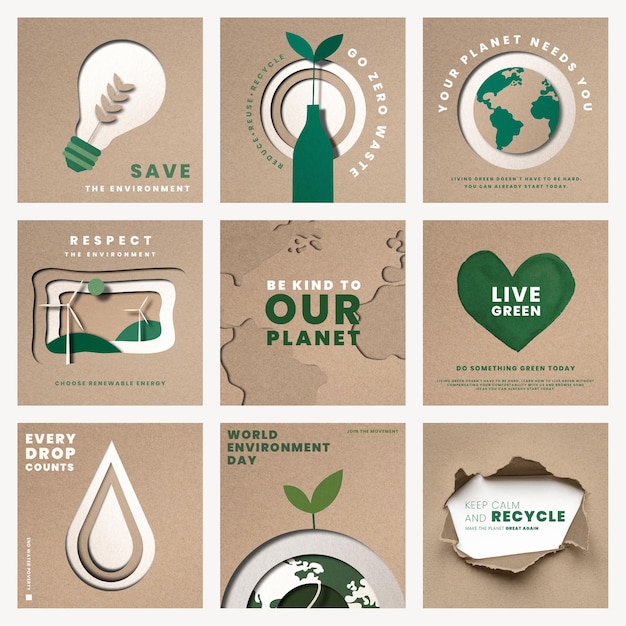 Free Vector save the planet templates for world environment day campaign set