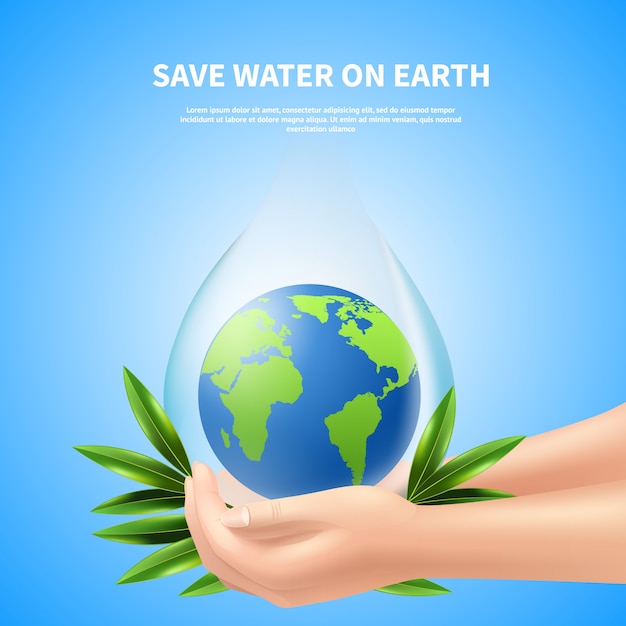 Free vector save water on earth advertising poster