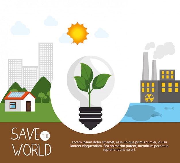 Free vector save the world design in flat style