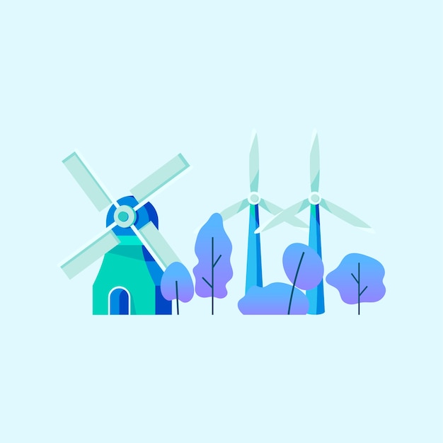 Free Vector saving energy with wind power