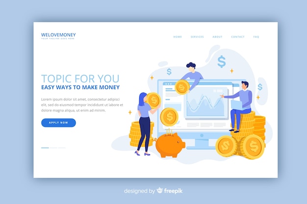 Saving money landing page