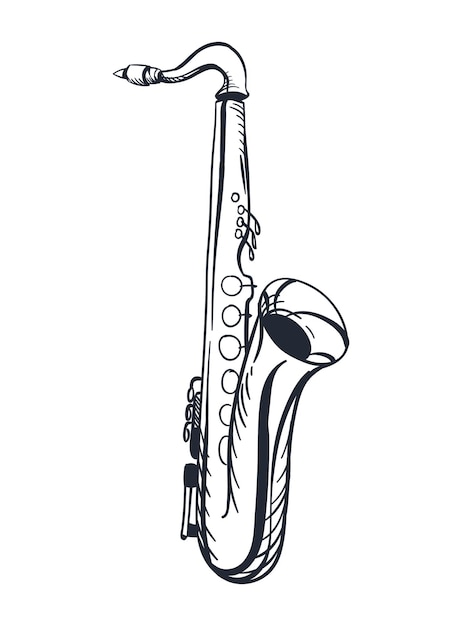 Free Vector saxophone instrument musical sketch style