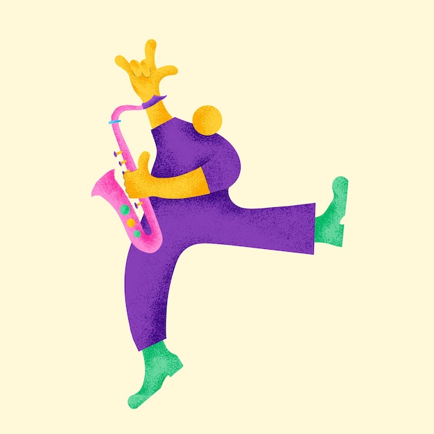 Free Vector saxophonist sticker vector colorful musician illustration