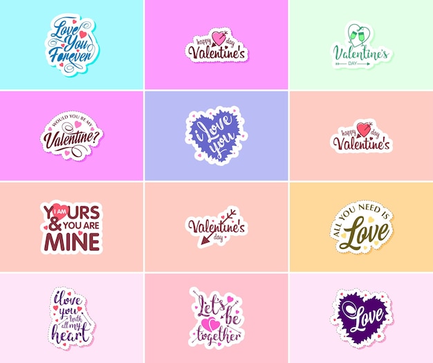 Free Vector saying i love you with beautiful valentine's day design stickers