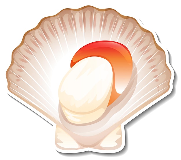 Free Vector scallop seafood sticker on white background