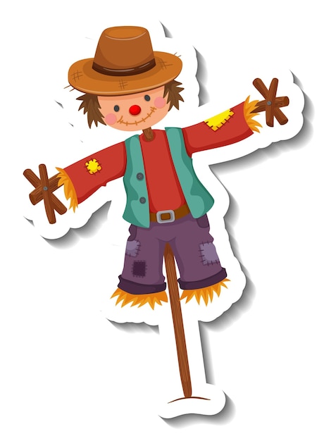 Scarecrow dressed like boy on wooden stick