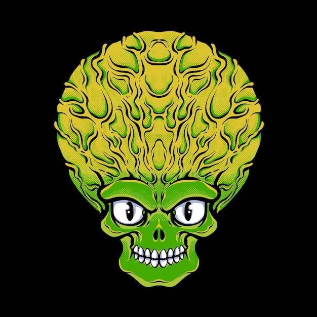 Scary alien head cartoon vector