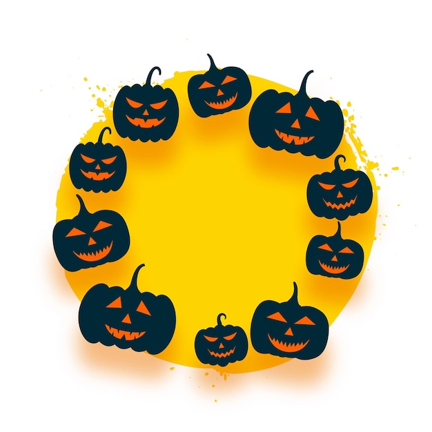 Free Vector scary circular halloween pumpkin frame background with empty space