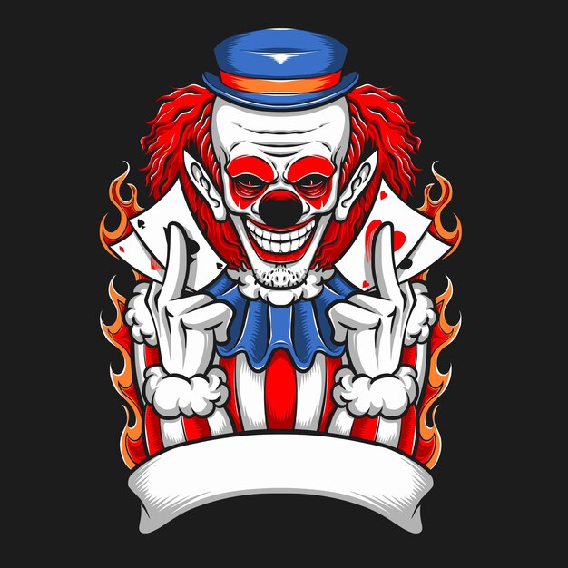 Scary clown design for clothing apparel