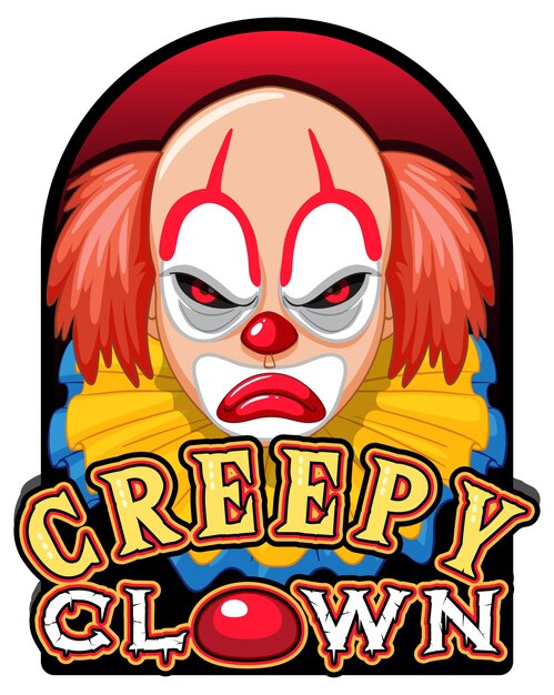 Scary clown with creepy clown logo