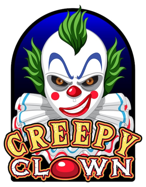 Scary clown with creepy clown logo