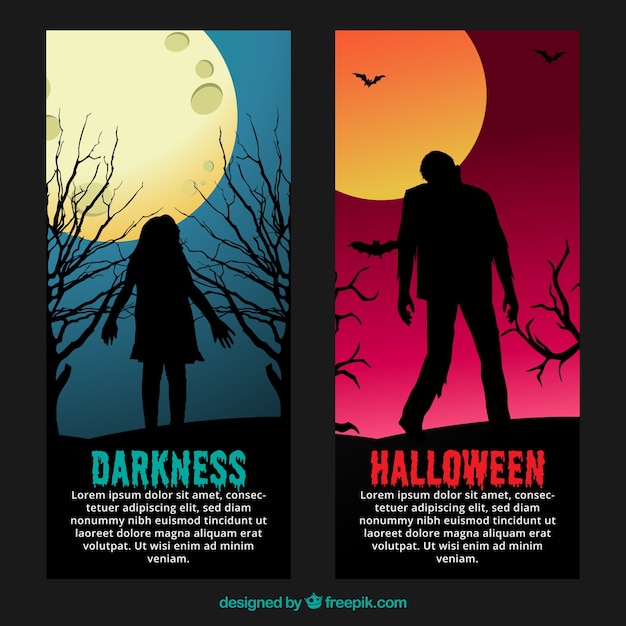 Scary halloween banners