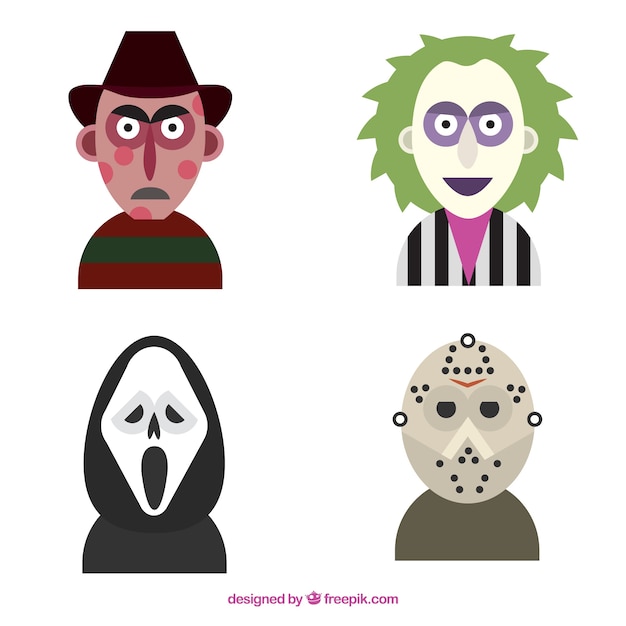 Free Vector scary halloween characters