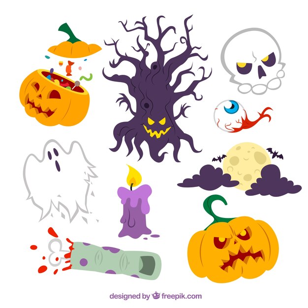 Scary halloween elements