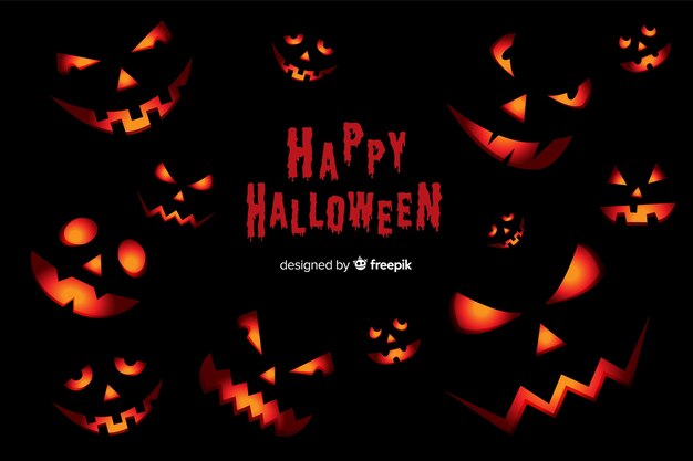 Scary halloween pumpkins background in flat design