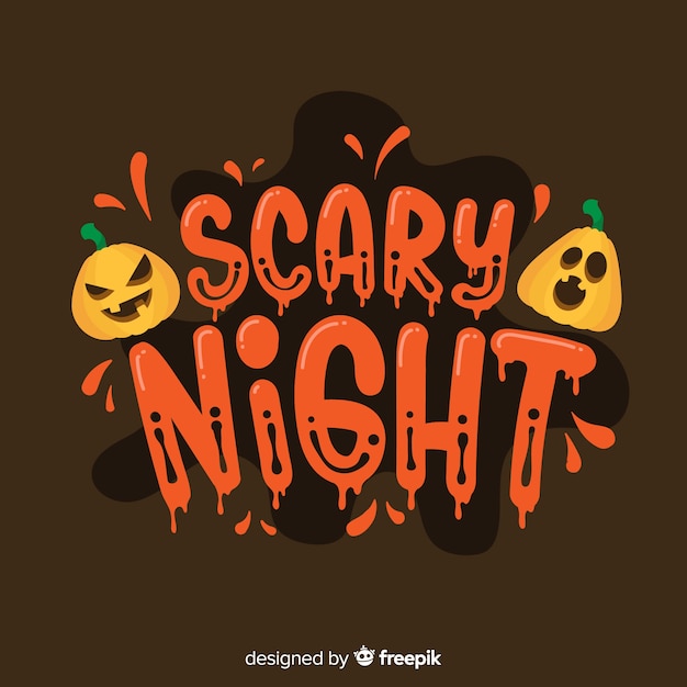 Free Vector scary night calligraphy with pumpkins