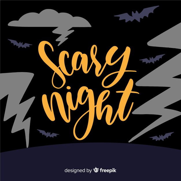 Scary night of halloween lettering background