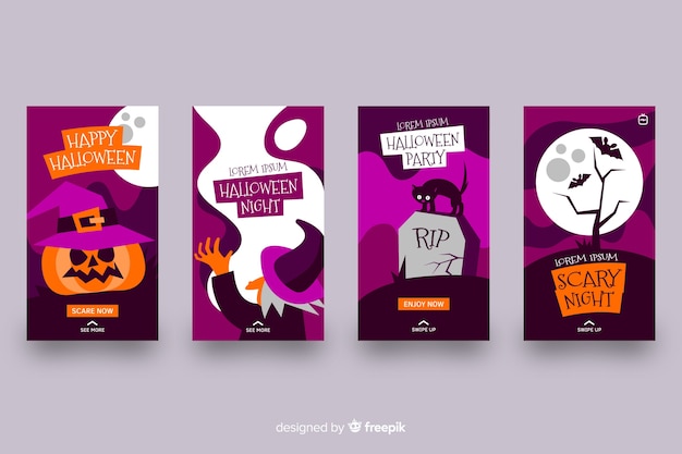 Free Vector scary night ideas for instagram stories collection