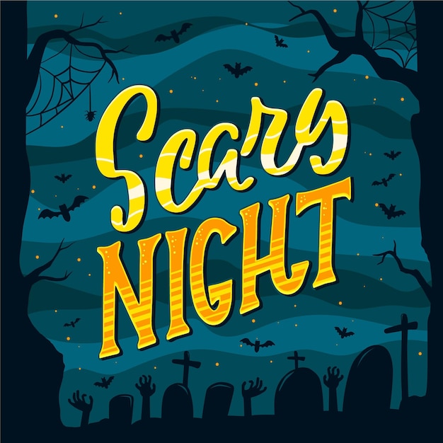 Free vector scary night - lettering concept