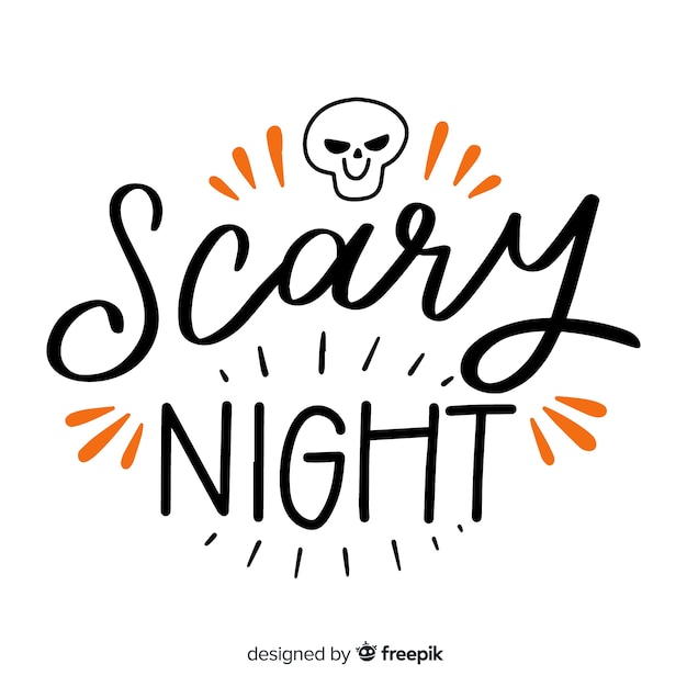 Free Vector scary night lettering with skull