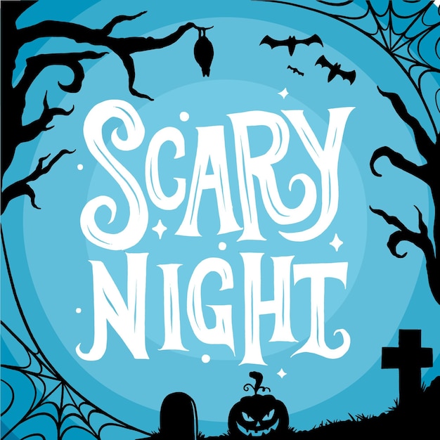 Free Vector scary night lettering