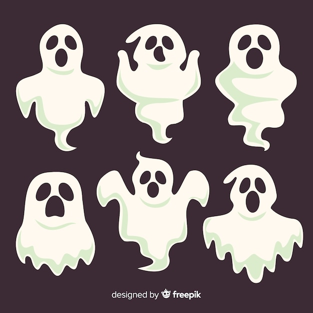 Scary set of halloween ghosts