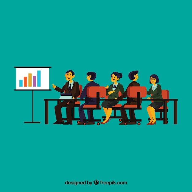 Free Vector scene of business meeting with co-workers