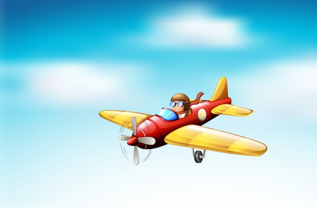 Free Vector scene with airplane flying in the sky