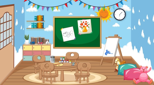 Free Vector scene with empty classroom