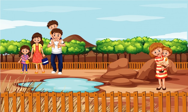 Free Vector scene with family in the park