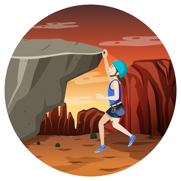 Free Vector scene with people climbing rocky moutain