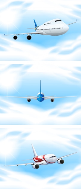 Free Vector scene with planes flying in the sky