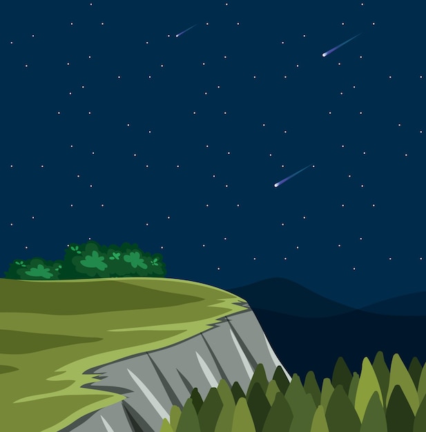 Free vector scene with shooting stars in sky