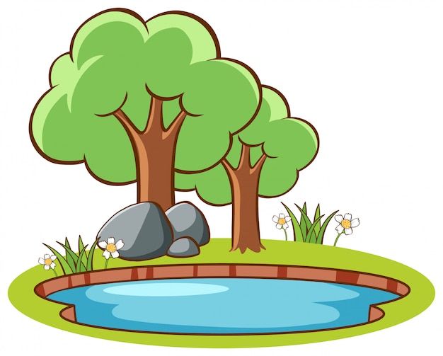 Free Vector scene with trees by the pond