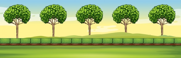 Free Vector scene with trees and field