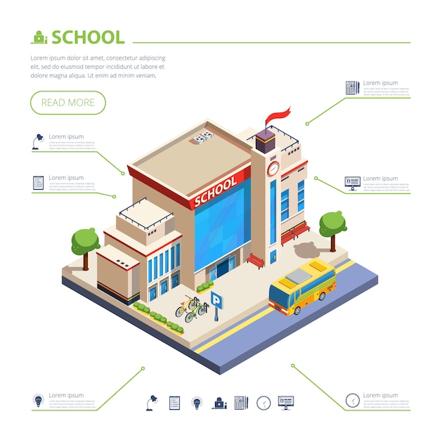 School Building Design Illustration 