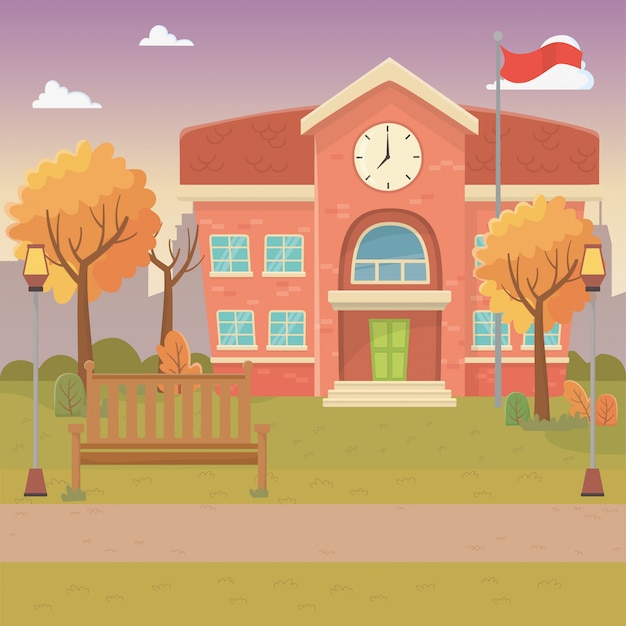 School building design vector illustration