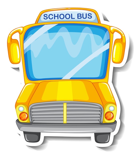 School bus cartoon sticker on white background