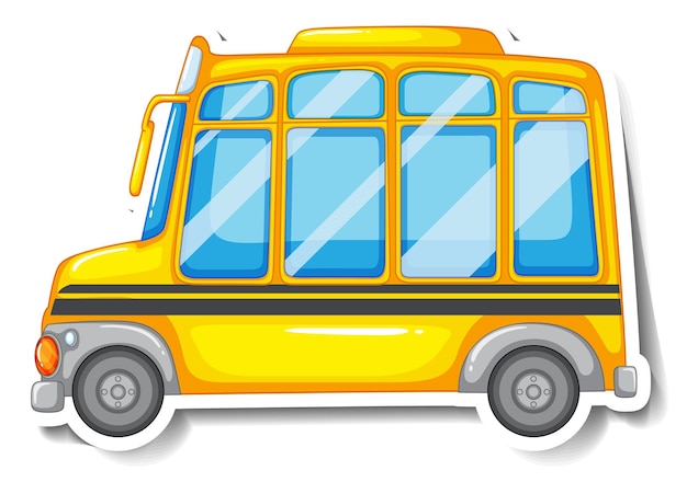 School bus cartoon sticker on white background