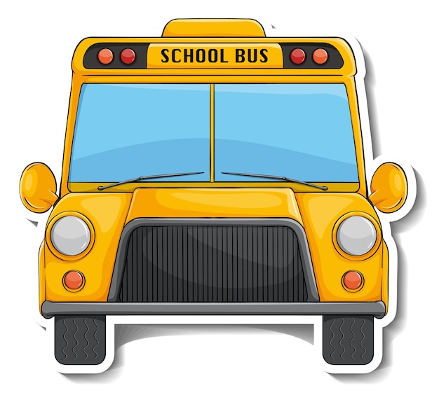 School bus cartoon sticker on white background