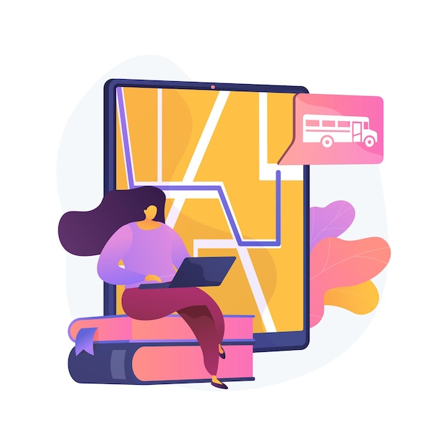 School bus tracking system abstract concept illustration