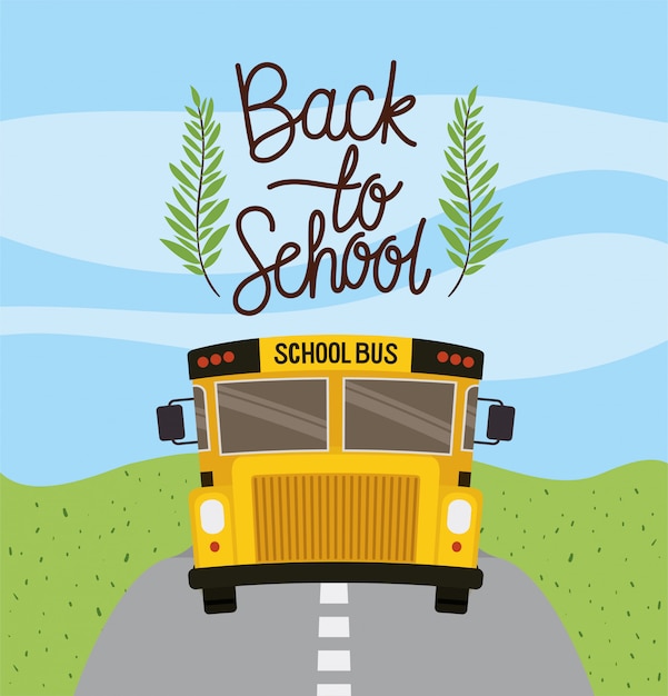 Free vector school bus transport in the road