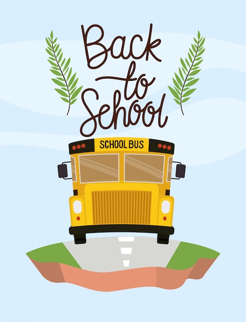 Free vector school bus transport in the terrain