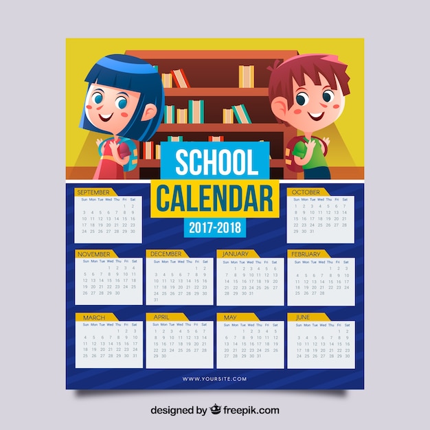 School calendar 2017-2018 with children