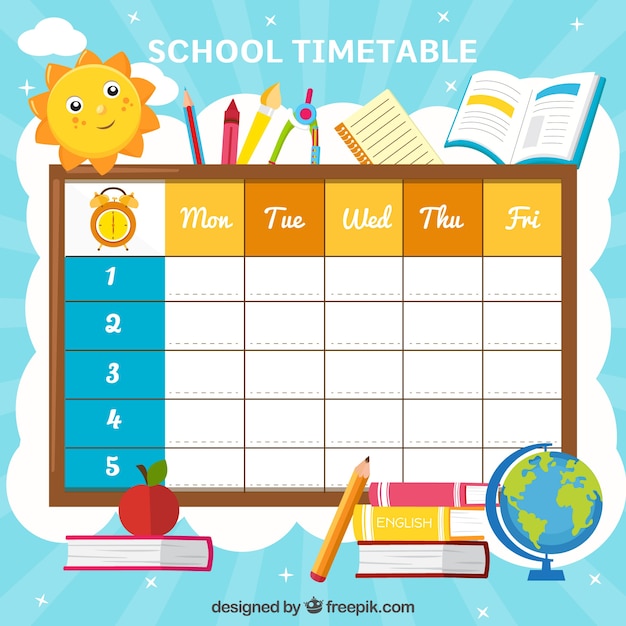 School calendar with elements