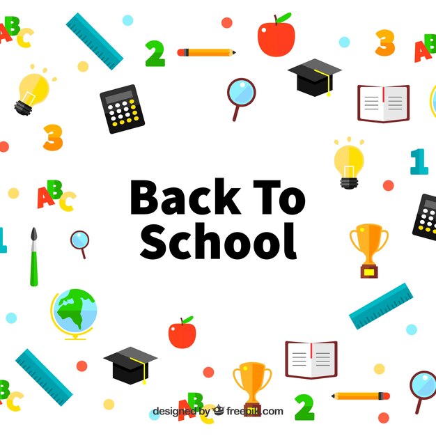 School elements background in flat style