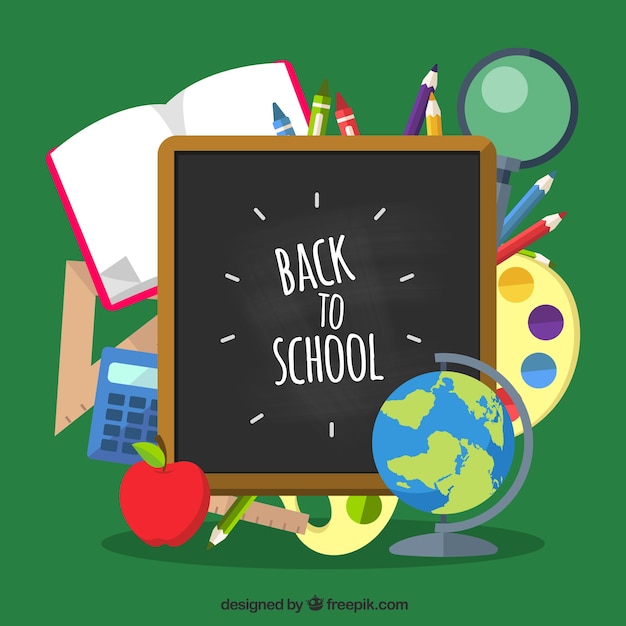 Free Vector school elements background in flat style