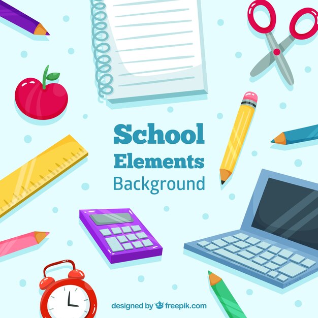 School elements background with education supplies