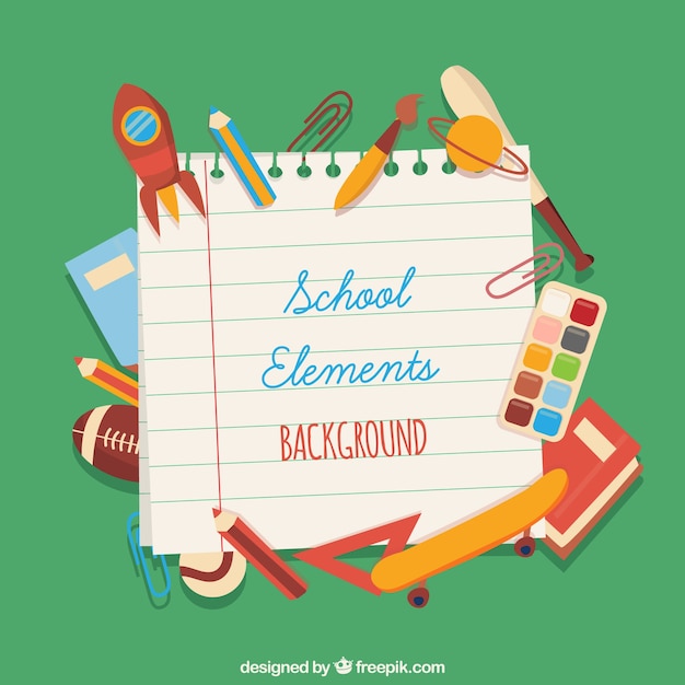 Free Vector school elements background with education supplies